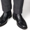 Alberto Torresi Black Croc-Textured Leather Chelsea Boots For Men