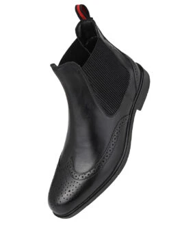 Alberto Torresi Black Leather Brogue Chelsea Boots For Men -Alberto Torresi Sale Store 88657 BLACK 3