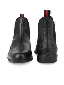 Alberto Torresi Black Leather Brogue Chelsea Boots For Men -Alberto Torresi Sale Store 88657 BLACK 5