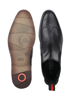 Alberto Torresi Black Leather Brogue Chelsea Boots For Men -Alberto Torresi Sale Store 88657 BLACK 6