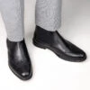 Alberto Torresi Black Leather Brogue Chelsea Boots For Men -Alberto Torresi Sale Store 88657 BLACK 8