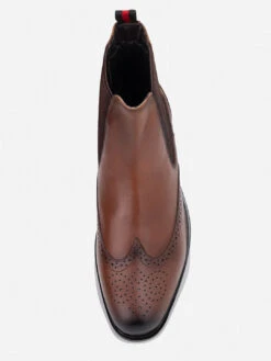 Alberto Torresi Tan Leather Brogue Chelsea Boots For Men -Alberto Torresi Sale Store 88657 TAN 4