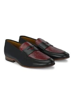 Alberto Torresi Genuine Leather Black Bordo Loafers For Men -Alberto Torresi Sale Store 88682 BLACK BORDO 4