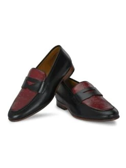 Alberto Torresi Genuine Leather Black Bordo Loafers For Men -Alberto Torresi Sale Store 88682 BLACK BORDO 5