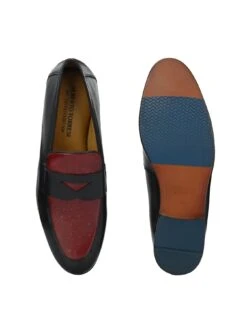 Alberto Torresi Genuine Leather Black Bordo Loafers For Men -Alberto Torresi Sale Store 88682 BLACK BORDO 7