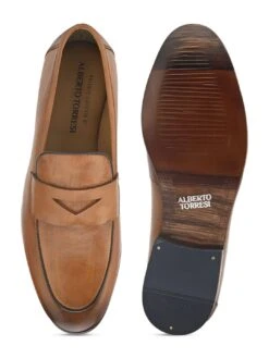 Alberto Torresi Genuine Leather Tan Loafers For Men -Alberto Torresi Sale Store 88682 TAN 6