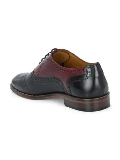 Alberto Torresi Genuine Leather Black Bordo Brogue Formal Lace Ups -Alberto Torresi Sale Store 88689 BLACK BORDO 3