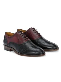 Alberto Torresi Genuine Leather Black Bordo Brogue Formal Lace Ups -Alberto Torresi Sale Store 88689 BLACK BORDO 4