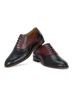 Alberto Torresi Genuine Leather Black Bordo Brogue Formal Lace Ups -Alberto Torresi Sale Store 88689 BLACK BORDO 5