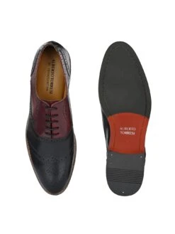 Alberto Torresi Genuine Leather Black Bordo Brogue Formal Lace Ups -Alberto Torresi Sale Store 88689 BLACK BORDO 7