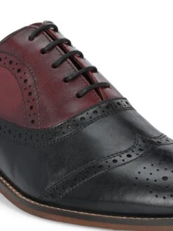 Alberto Torresi Genuine Leather Black Bordo Brogue Formal Lace Ups -Alberto Torresi Sale Store 88689 BLACK BORDO 8