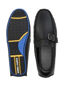 Alberto Torresi Trendy Silicon Muti Coloured Anti Slip Sole Black Monk Loafer -Alberto Torresi Sale Store 88716 BLACK N 6