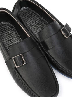 Alberto Torresi Trendy Silicon Muti Coloured Anti Slip Sole Black Monk Loafer -Alberto Torresi Sale Store 88716 BLACK N 7