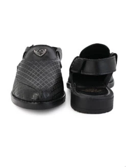 Alberto Torresi Genuine Black Leather Textured Peshawari Sandal With Padded Insole -Alberto Torresi Sale Store 88770BLACK 5