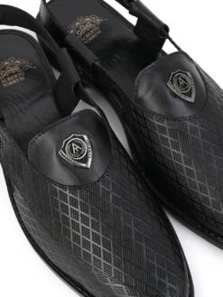 Alberto Torresi Genuine Black Leather Textured Peshawari Sandal With Padded Insole -Alberto Torresi Sale Store 88770BLACK 6