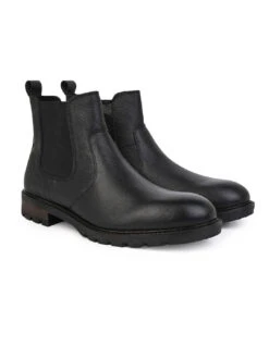 Alberto Torresi Black Mild Leather Ankle Length Boots -Alberto Torresi Sale Store AT 1 88555 BLACK 2