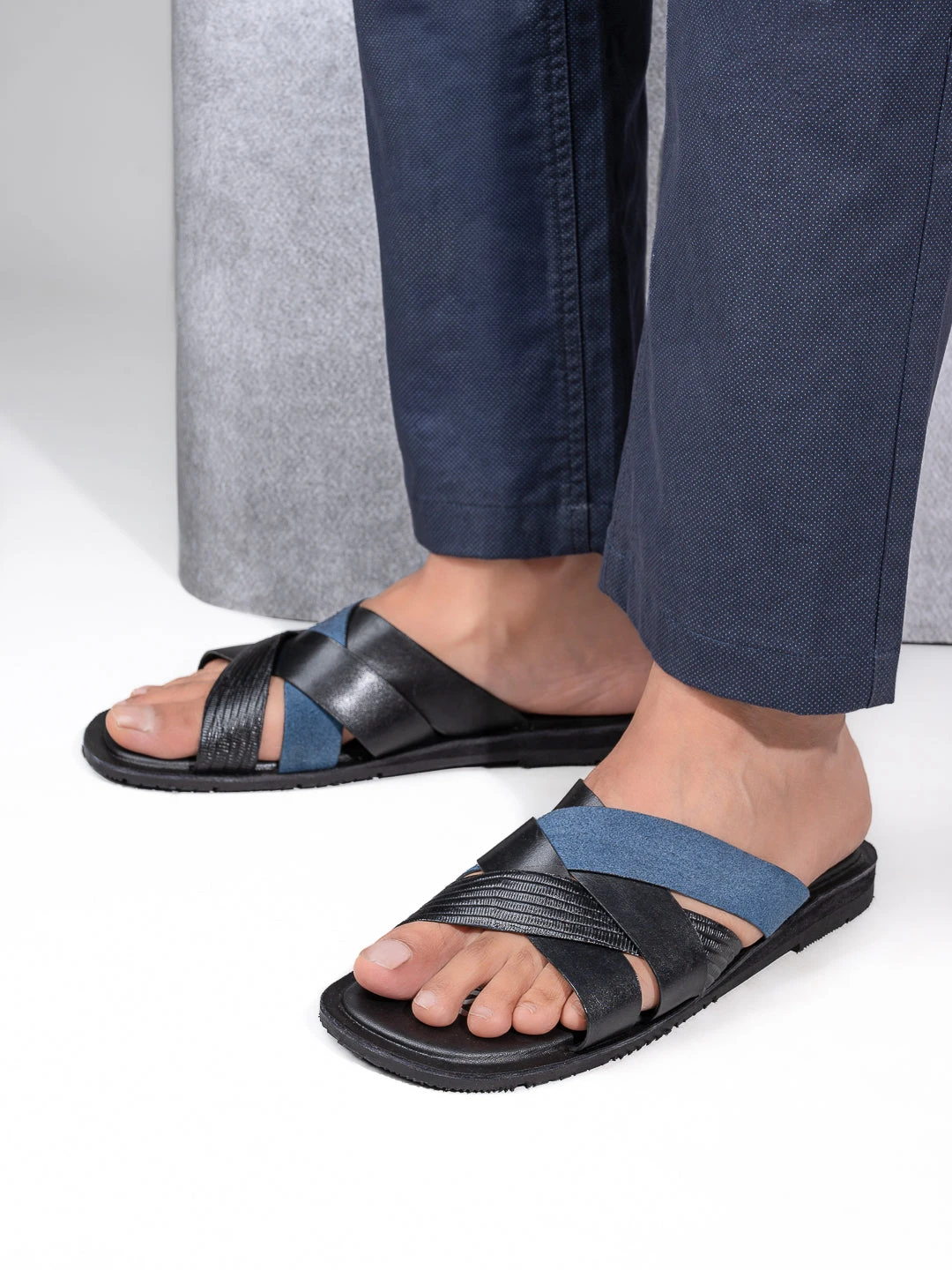 Alberto Torresi 270 Trendy Non Stitched StrapBlue Leather Slippers 1 Alberto Torresi 270 Trendy Non Stitched StrapBlue Leather Slippers