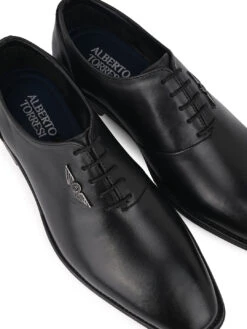 Black Leather Lace Up Shoes For Men With Sneaker Footpad -Alberto Torresi Sale Store DSC 2827
