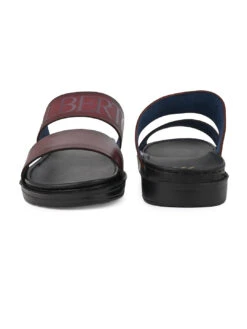 Alberto Torresi PVC Printed Branding Textured Bordo Leather Men Slippers -Alberto Torresi Sale Store DSC 3819