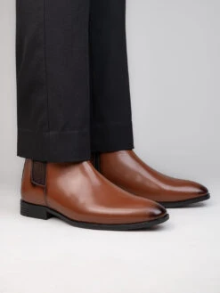 Alberto Torresi Synthetic Tan Chelsea Boots For Men