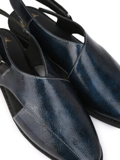 Alberto Torresi Blue Patent Crinkle Peshawari Sandal With Padded Insole -Alberto Torresi Sale Store DSC 6241 2