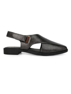 Alberto Torresi Grey Patent Crinkle Peshawari Sandal With Padded Insole -Alberto Torresi Sale Store DSC 6247 3