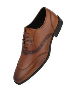 Alberto Torresi Genuine Leather Tan Laceup Formal Shoes Oxford For Men -Alberto Torresi Sale Store DSC 6530