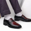 Alberto Torresi Genuine Leather Black-Bordo Slipon Formal Shoes -Alberto Torresi Sale Store DSC 6806