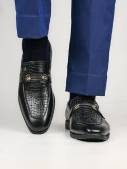 Albertoi Torresi Men's Calabria Black Buckle Slip-Ons