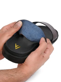 Alberto Torresi PVC Printed Branding Textured Blue Leather Men Slippers -Alberto Torresi Sale Store DSC 8260 24