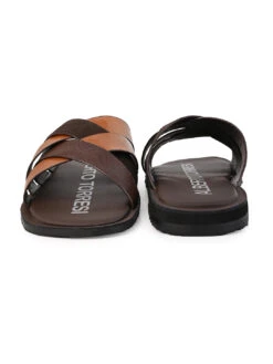 Alberto Torresi 271 Trendy Non Stitched StrapBrown Leather Slippers -Alberto Torresi Sale Store DSC 8405 2