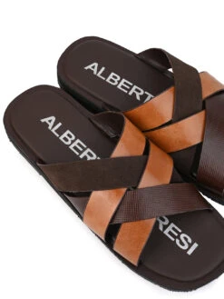 Alberto Torresi 271 Trendy Non Stitched StrapBrown Leather Slippers -Alberto Torresi Sale Store DSC 8406 2