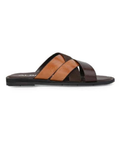 Alberto Torresi 271 Trendy Non Stitched StrapBrown Leather Slippers -Alberto Torresi Sale Store DSC 8411