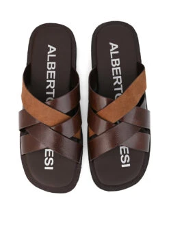 Alberto Torresi 271 Trendy Non Stitched Strap TanLeather Slippers -Alberto Torresi Sale Store DSC 8413 2