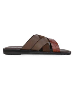 Alberto Torresi 272 Trendy Non Stitched StrapBrown Leather Slippers -Alberto Torresi Sale Store DSC 8423 2