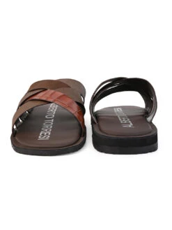 Alberto Torresi 272 Trendy Non Stitched StrapBrown Leather Slippers -Alberto Torresi Sale Store DSC 8424 2