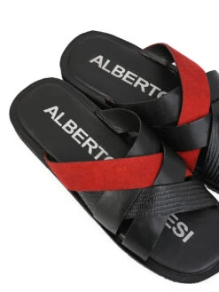 Alberto Torresi 270 Trendy Non Stitched Strap RedLeather Slippers -Alberto Torresi Sale Store DSC 8444
